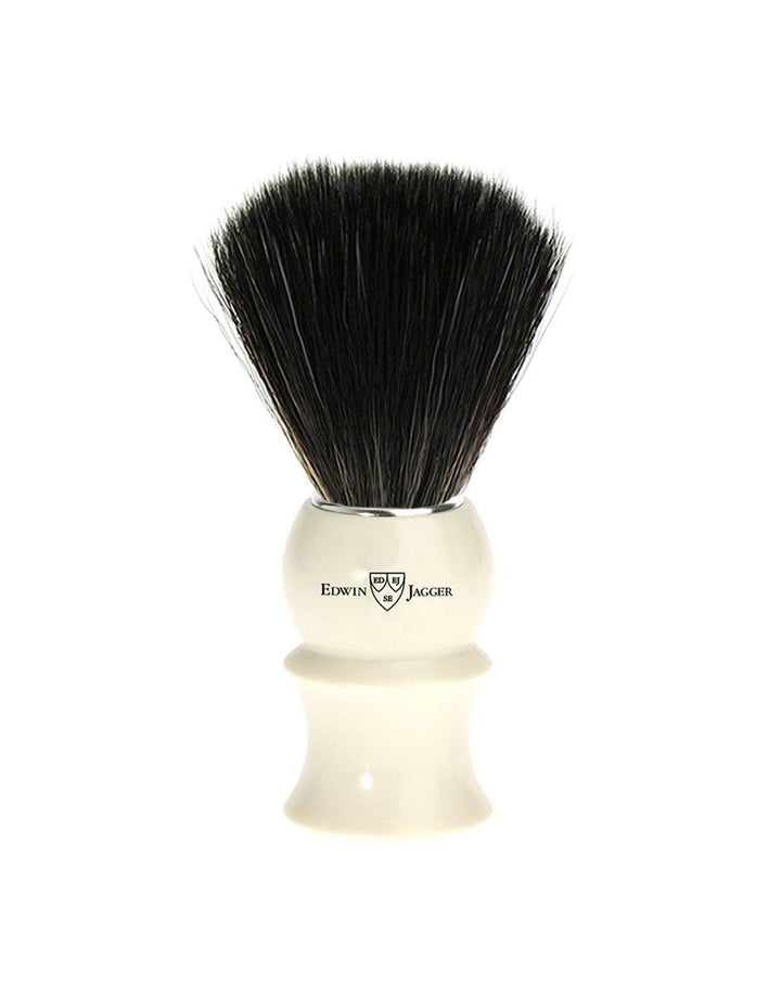 Edwin Jagger 21P17 Imitation Ivory Shaving Brush (Black Synthetic Brush) - SGPomades Discover Joy in Self Care