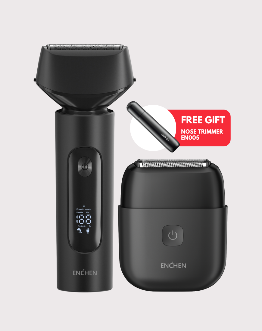 Enchen Electric Razor Enchen MS001 3-Flex Head Electric Foil Shaver + MS002 Compact Electric ...