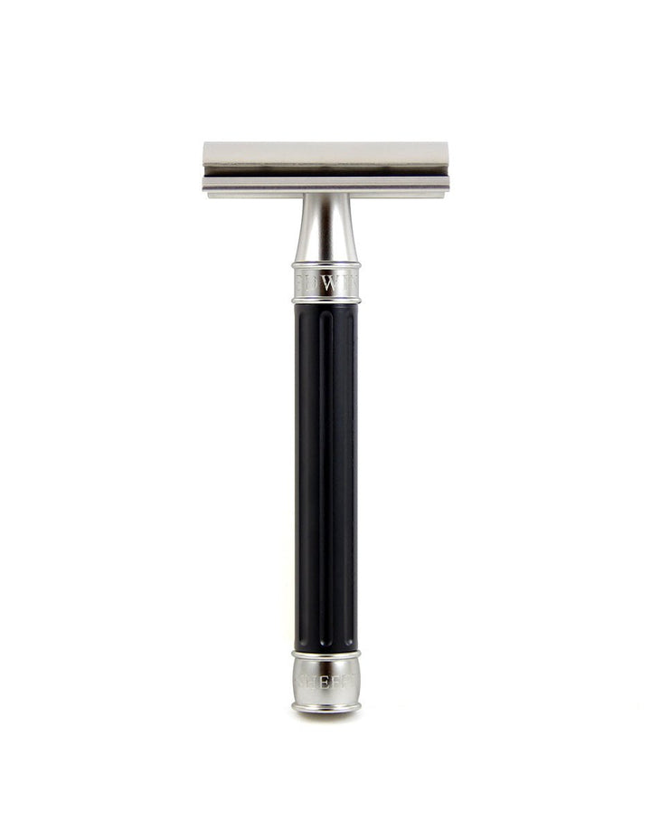 Edwin Jagger - 3ONE6 Collection - Stainless Steel Black Double Edge Safety Razor & Feather Blades SGPomades Discover Joy in Self Care