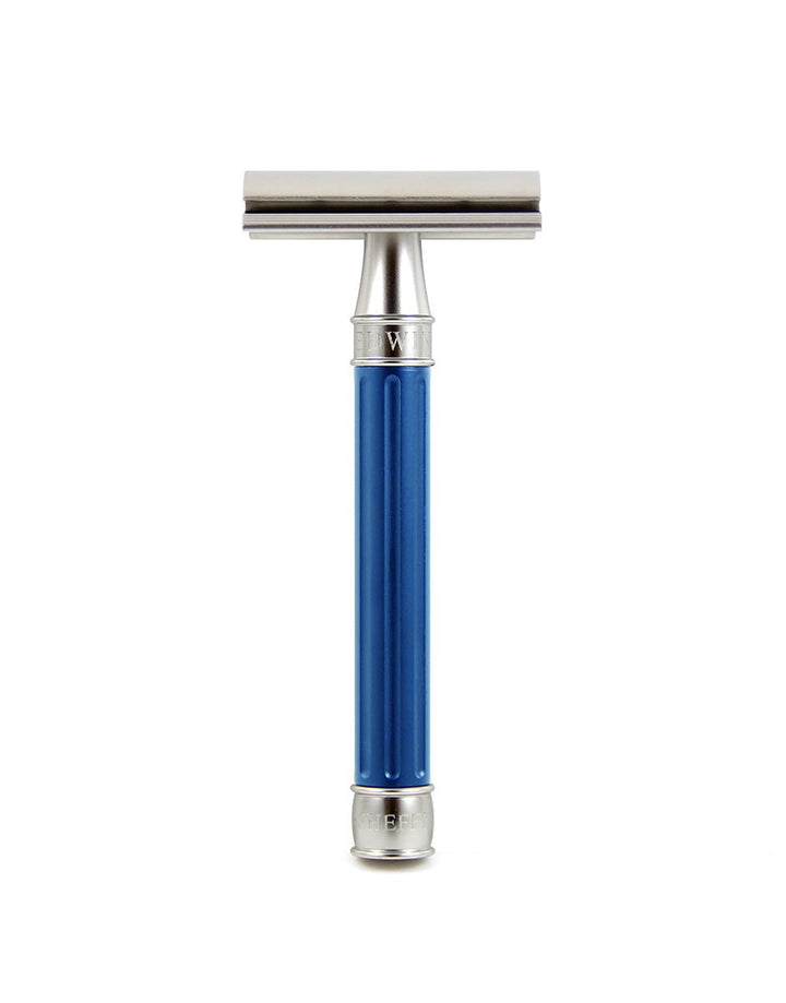 Edwin Jagger - 3ONE6 Collection - Stainless Steel Blue Double Edge Safety Razor & Feather Blades SGPomades Discover Joy in Self Care
