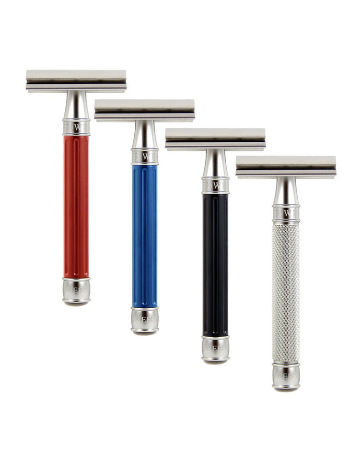 Edwin Jagger - 3ONE6 Collection - Stainless Steel Knurled Double Edge Safety Razor & Feather Blades SGPomades Discover Joy in Self Care