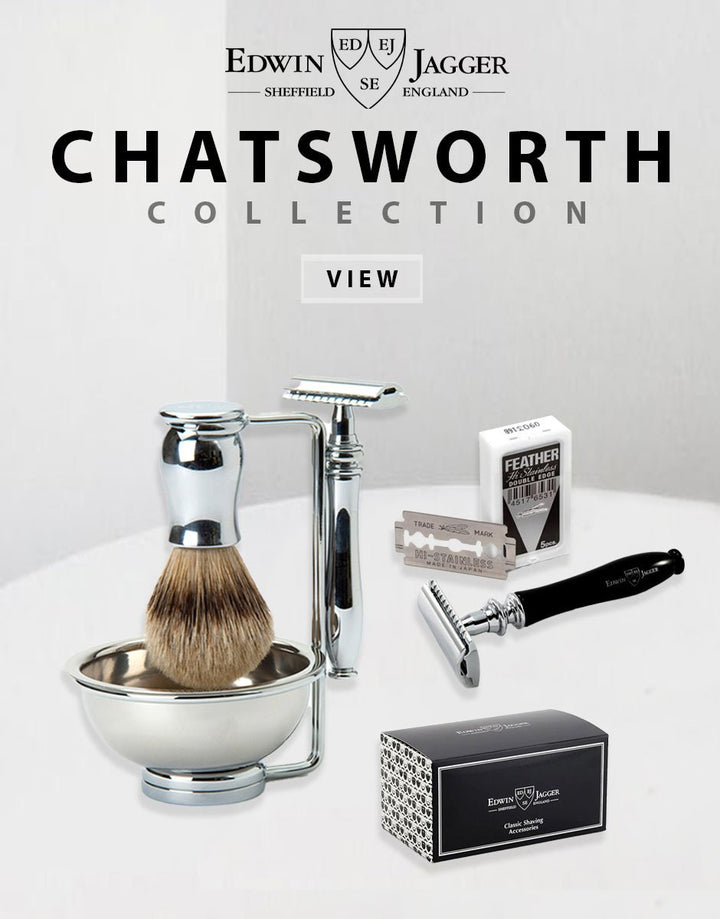 Edwin Jagger - Chatsworth Collection - Imitation Ebony Double Edge Safety Razor & Feather Blades SGPomades Discover Joy in Self Care