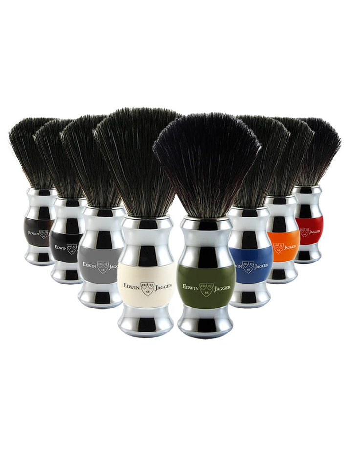 Edwin Jagger - Diffusion 36 Range - Imitation Ivory & Chrome Shaving Brush (Black Synthetic Brush) SGPomades Discover Joy in Self Care