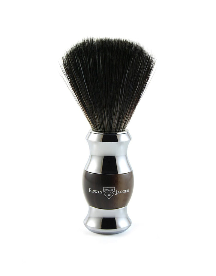 Edwin Jagger - Diffusion 36 Range - Imitation Light Horn & Chrome Double Edge (Black Synthetic Brush) - 3 Piece Shaving Gift Set SGPomades Discover Joy in Self Care