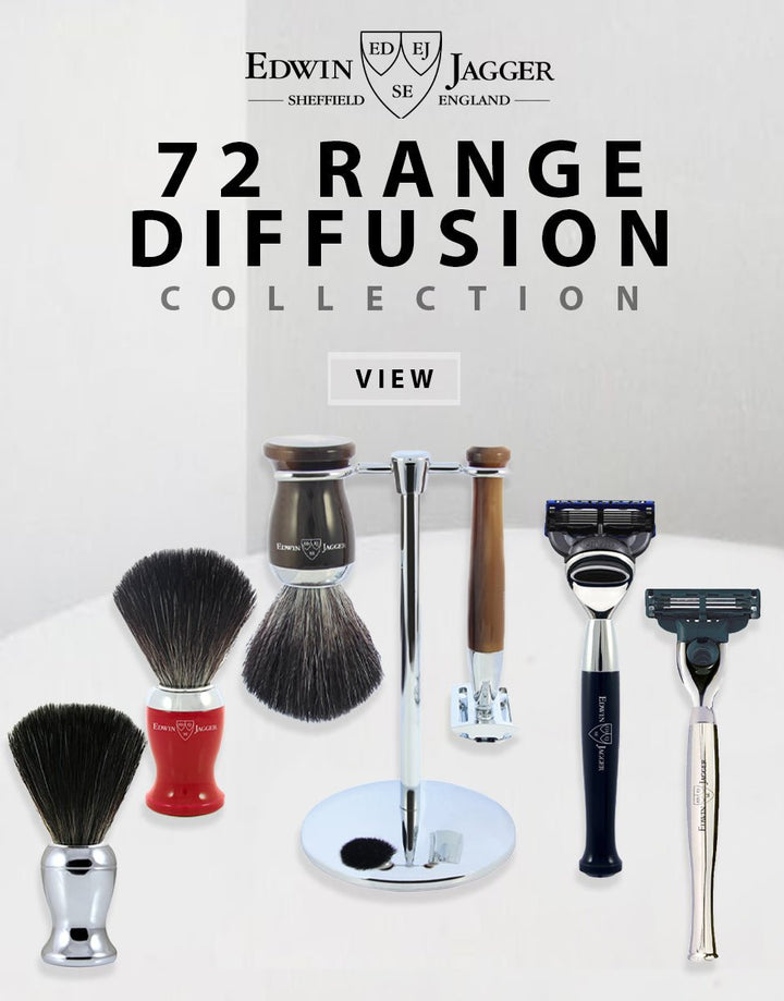 Edwin Jagger - Diffusion 72 Range - Full Chrome Gillette® Mach3® (Black Synthetic Brush) - 3 Piece Shaving Gift Set SGPomades Discover Joy in Self Care