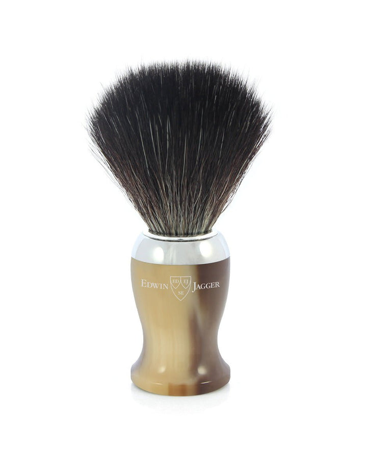 Edwin Jagger - Diffusion 72 Range - Imitation Light Horn & Chrome Double Edge (Black Synthetic Brush) - 3 Piece Shaving Gift Set SGPomades Discover Joy in Self Care