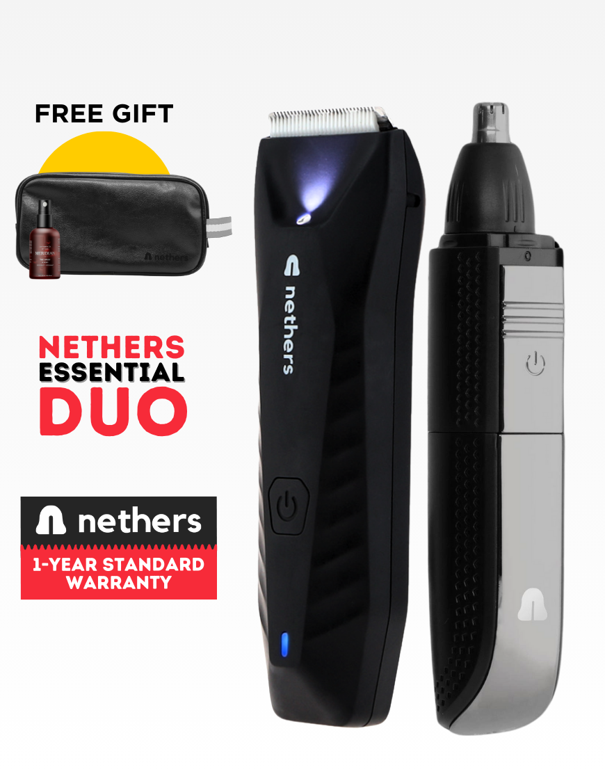 Nethers™ Essential Duo For Mens Private Manscaping, Shaving Body & Nose Hair