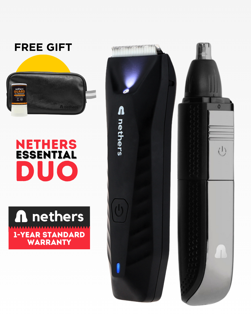 Nethers™ Essential Duo For Mens Private Manscaping, Shaving Body & Nose Hair