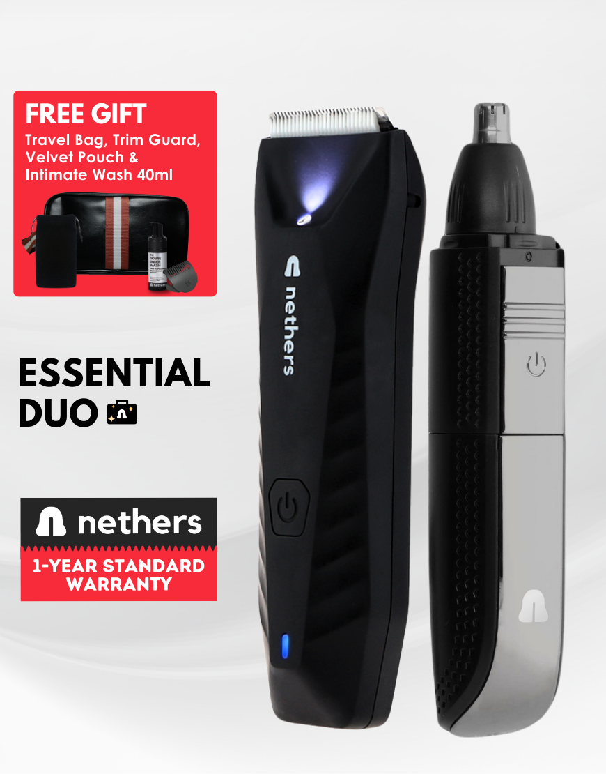 Nethers™ Essential Duo For Mens Private Manscaping, Shaving Body & Nose Hair