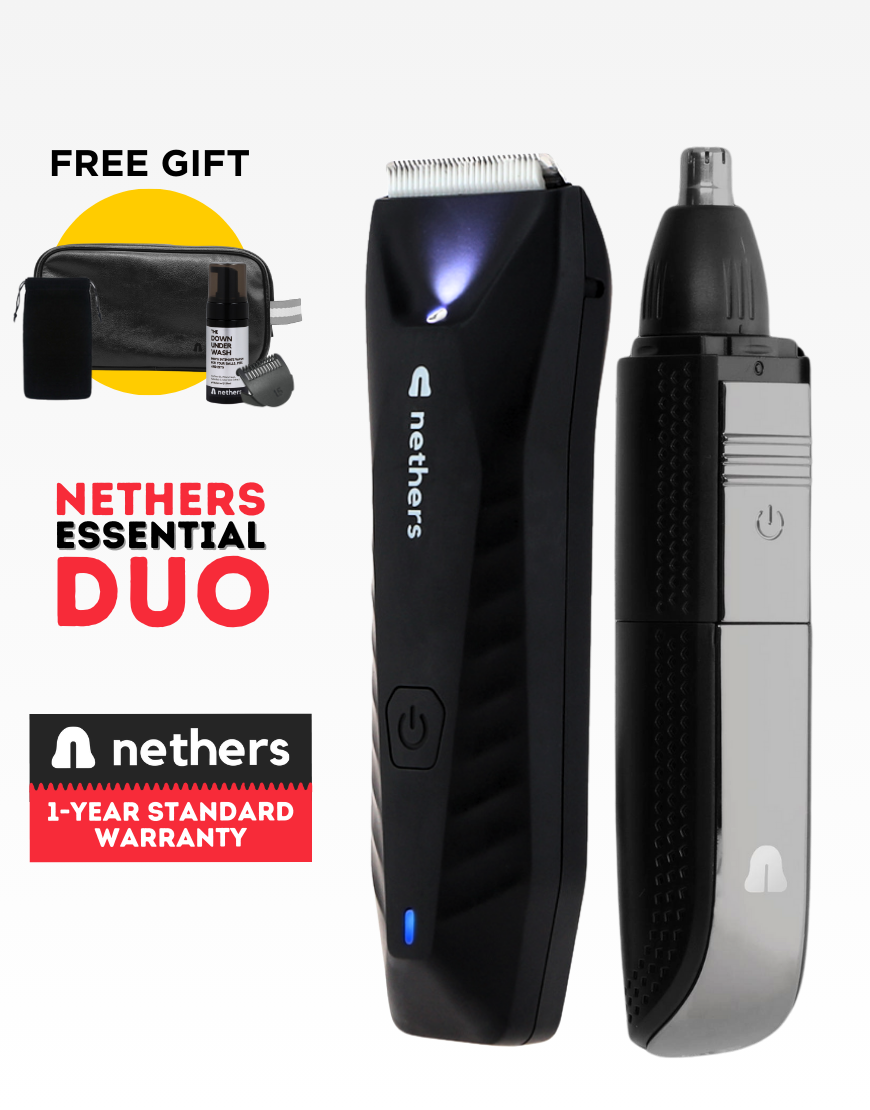 Nethers™ Essential Duo For Mens Private Manscaping, Shaving Body & Nose Hair