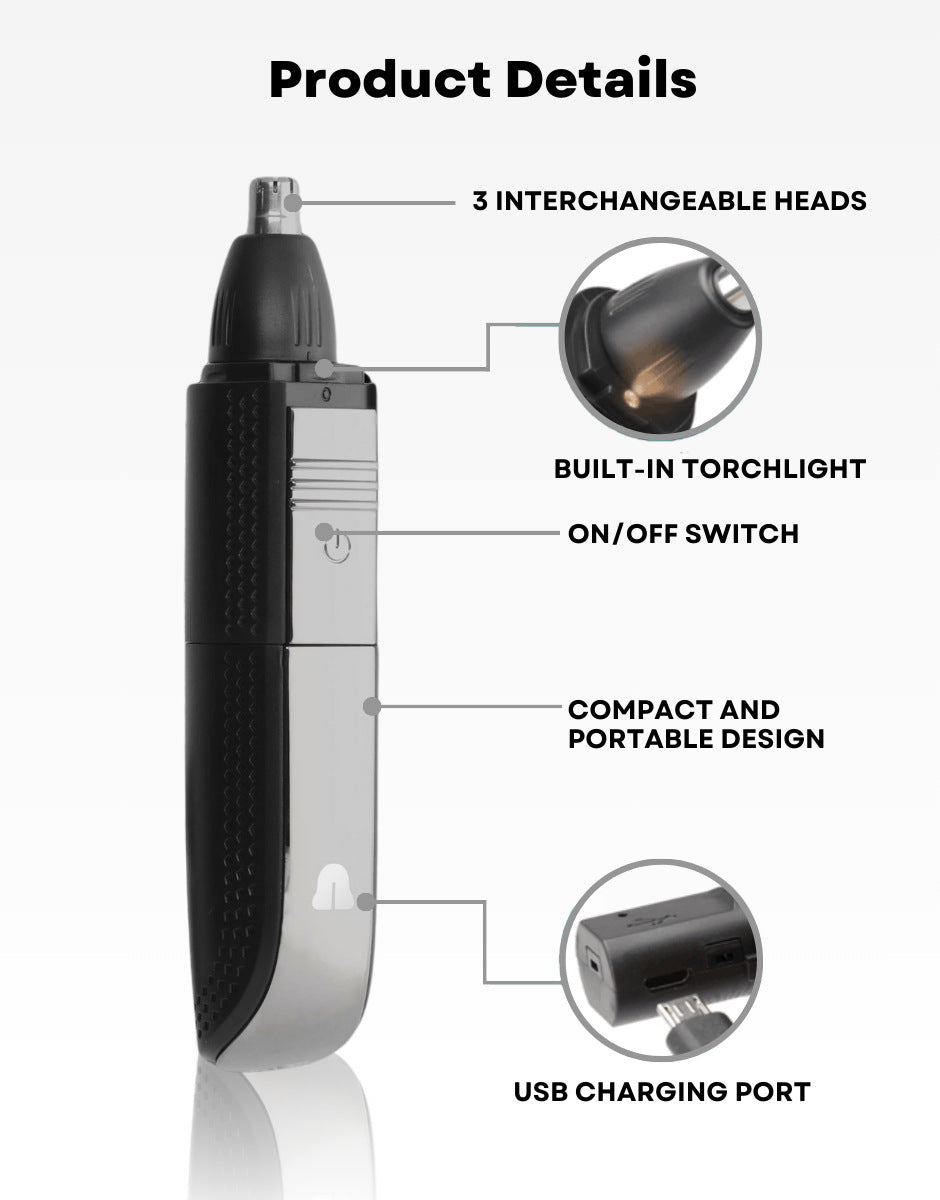 Nethers™ 3-In-1 Nose Trimmer - The Ultimate Nose & Face Trimmer For Nose, Eye Brows, Beard Hair