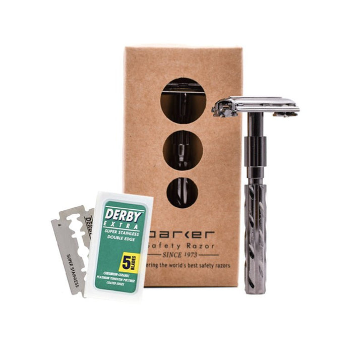 Parker 22R - Long Handle Butterfly Open Double Edge Safety Razor - S'pore Mens Grooming Webstore - SGPomades.com