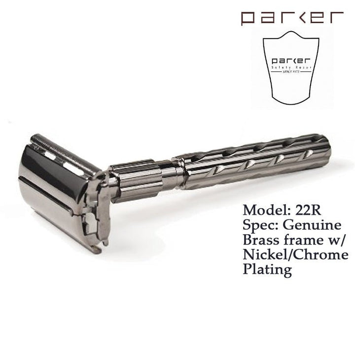 Parker 22R - Long Handle Butterfly Open Double Edge Safety Razor - S'pore Mens Grooming Webstore - SGPomades.com