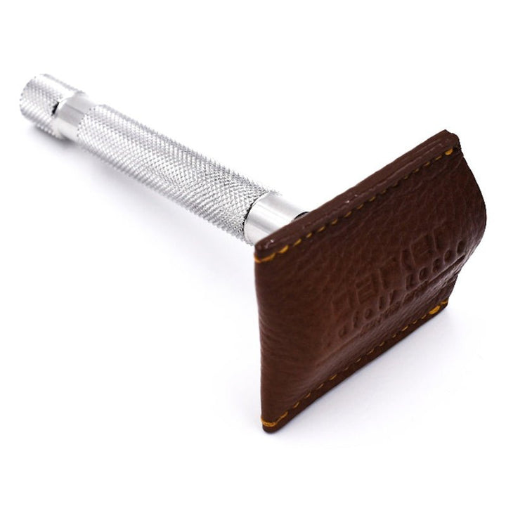 Parker Brown Genuine Leather Razor Head Cover SGPomades Discover Joy in Self Care