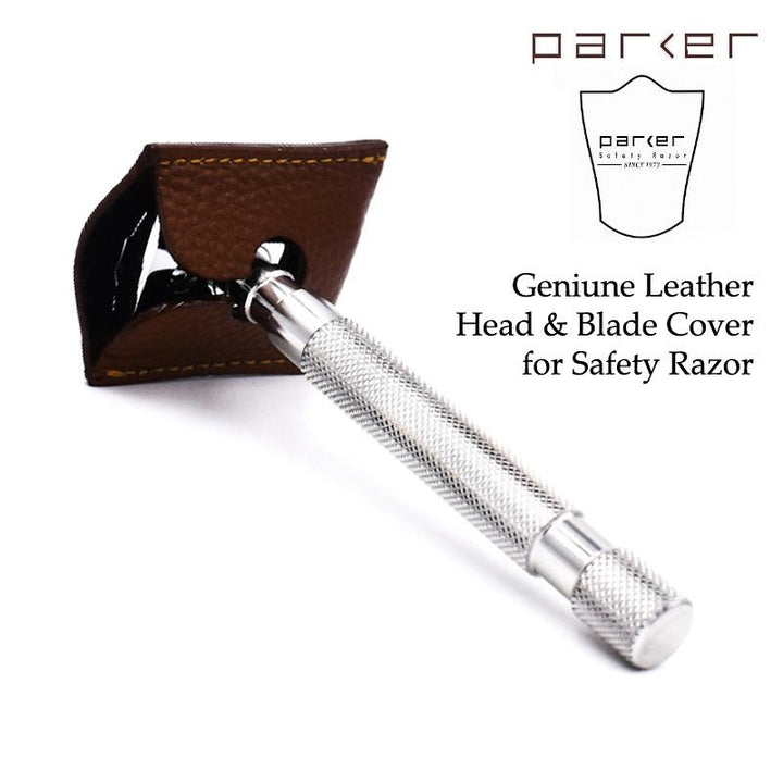 Parker Brown Genuine Leather Razor Head Cover - SGPomades Discover Joy in Self Care