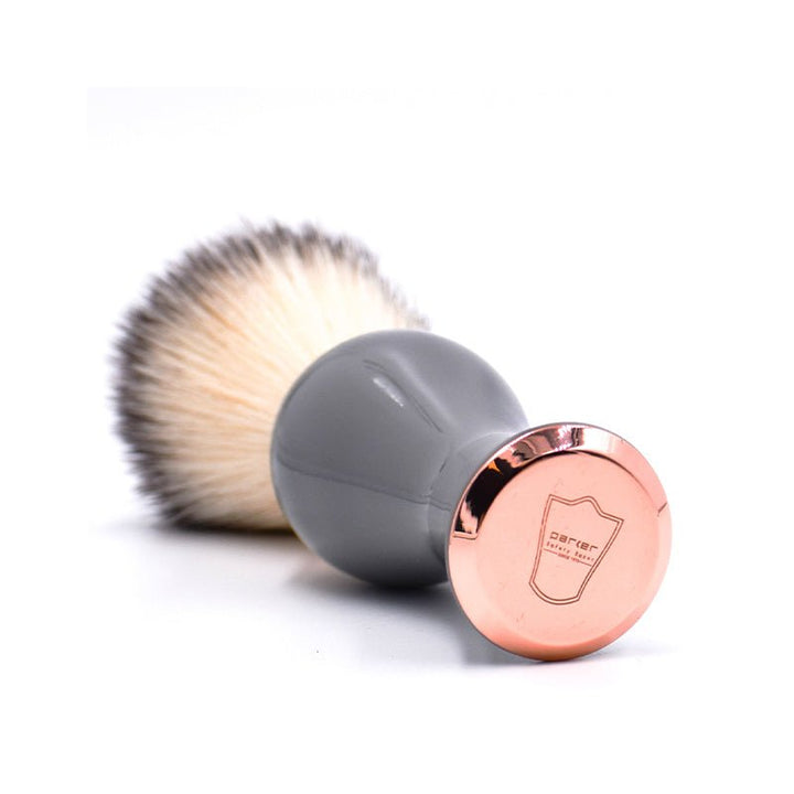 Parker Gray & Rose Gold Handle Synthetic Bristle Shaving Brush with Brush Stand SGPomades Discover Joy in Self Care