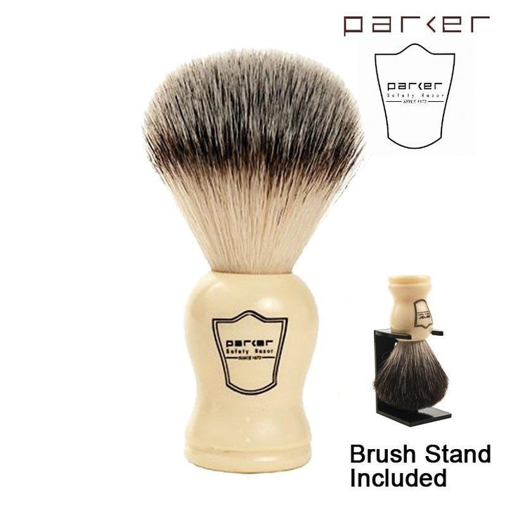 Parker Ivory Handle Synthetic Bristle Shaving Brush with Brush Stand - Welcome to SGPomades