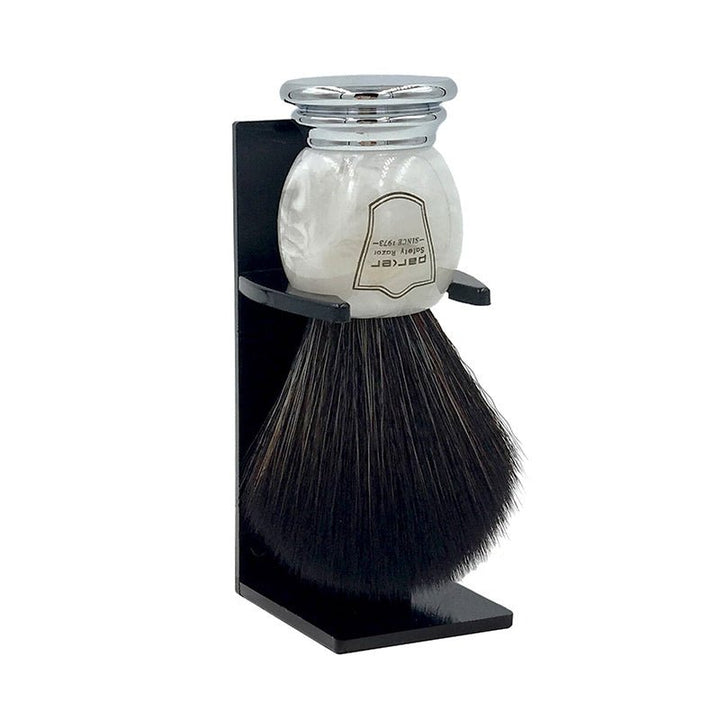 Parker Marbled Ivory Synthetic Bristle Shaving Brush with Brush Stand SGPomades Discover Joy in Self Care