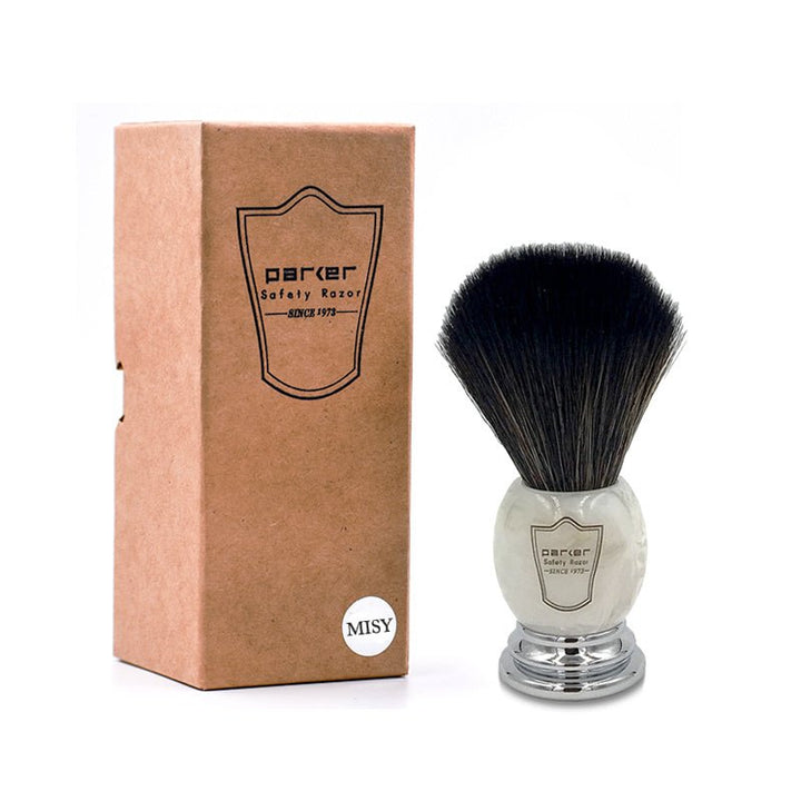 Parker Marbled Ivory Synthetic Bristle Shaving Brush with Brush Stand SGPomades Discover Joy in Self Care