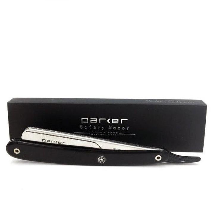 Parker PTB - Black Resin Handle Stainless Steel Straight Edge Razor SGPomades Discover Joy in Self Care