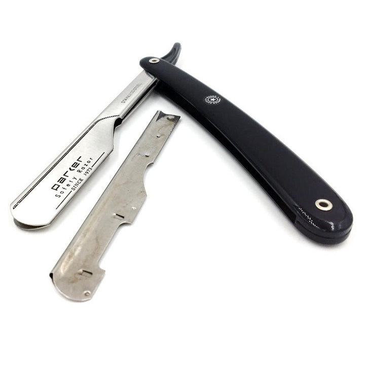 Parker PTB - Black Resin Handle Stainless Steel Straight Edge Razor SGPomades Discover Joy in Self Care