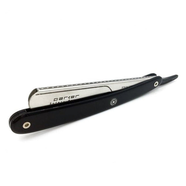 Parker PTB - Black Resin Handle Stainless Steel Straight Edge Razor SGPomades Discover Joy in Self Care