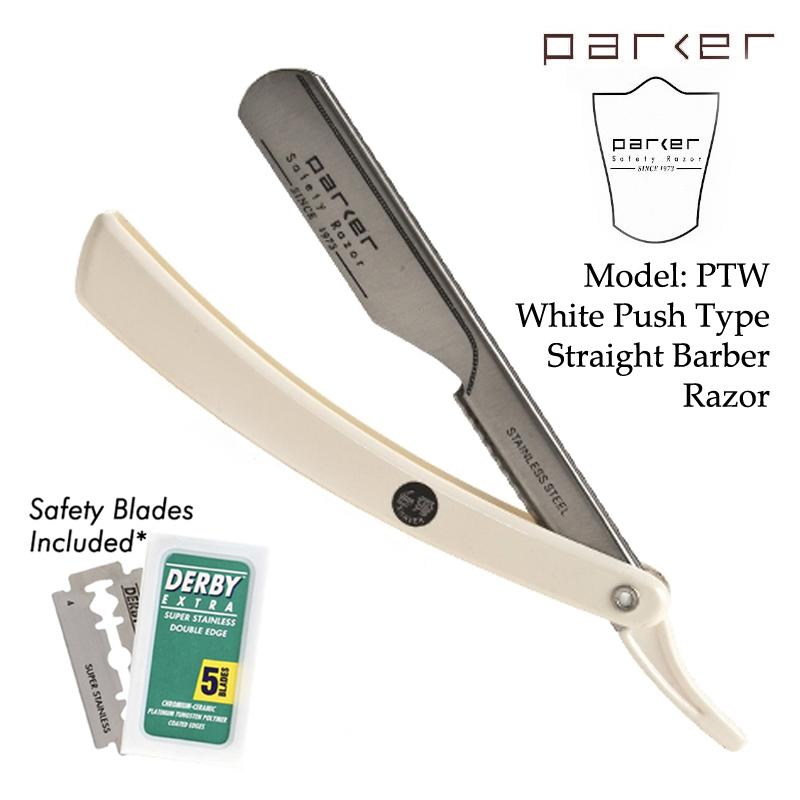 Resin Razor Handle Parker PTW - White Resin Handle Stainless Steel Straight Edge Razor ...