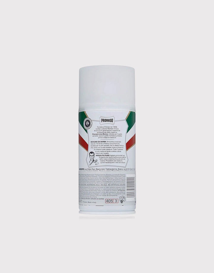 Proraso White Shaving Foam 300ml - For Sensitive Skin (Green Tea & Oat) SGPomades Discover Joy in Self Care