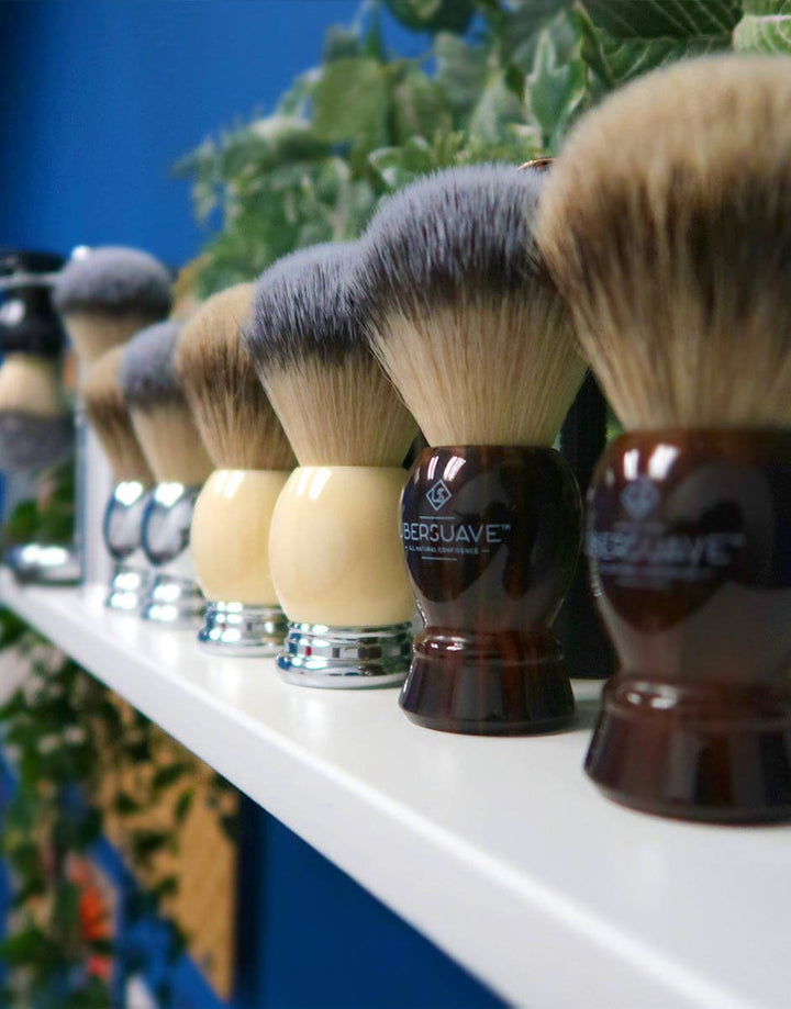 Ubersuave Eco-Razor Black & Chrome Imitation Ebony Shaving Brush (Synthetic Silvertip) SGPomades Discover Joy in Self Care