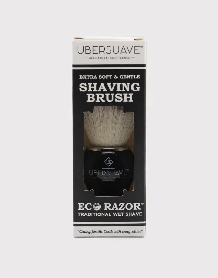 Ubersuave Eco-Razor Black & Chrome Imitation Ebony Shaving Brush (Synthetic Silvertip) SGPomades Discover Joy in Self Care