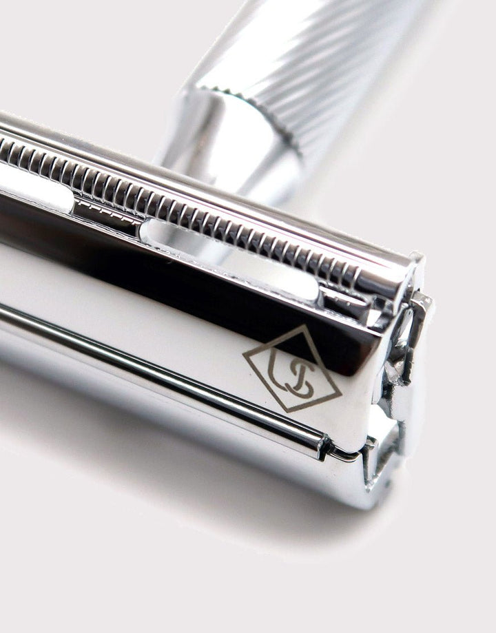 Ubersuave Eco-Razor Chrome Silver Butterfly Open Double Edge Razor SGPomades Discover Joy in Self Care