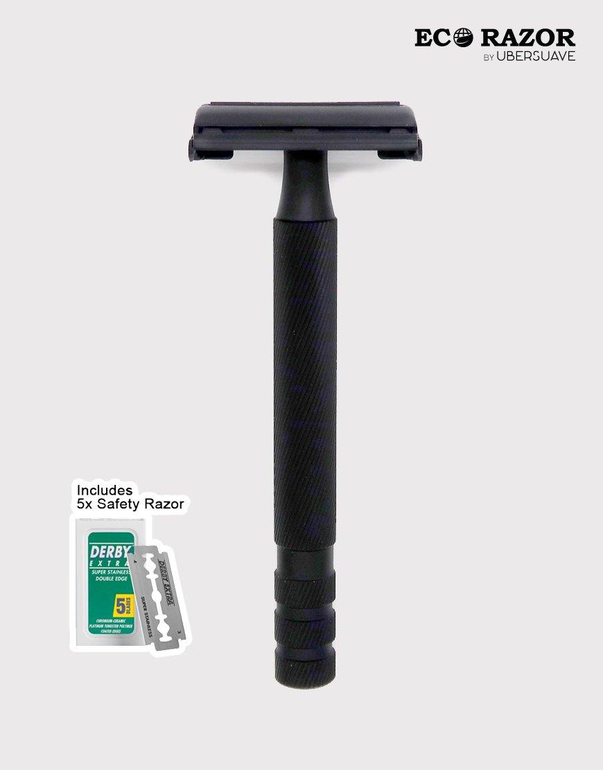 Lack Razor Ubersuave Eco-Razor Matte Black Butterfly Open Double Edge Razor ...