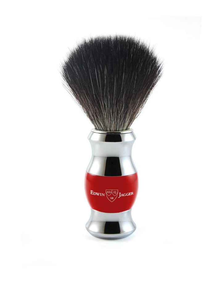 Edwin Jagger - Diffusion 36 Range - Red & Chrome Shaving Brush (Black Synthetic Brush) - SGPomades Discover Joy in Self Care