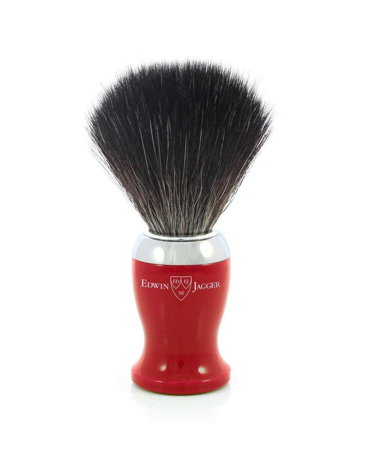 Edwin Jagger - Diffusion 72 Range - Red & Chrome Shaving Brush (Black Synthetic Brush) - SGPomades Discover Joy in Self Care