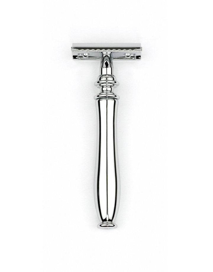 Edwin Jagger - Chatsworth Collection - Smooth Chrome Double Edge Razor & Feather Blades - SGPomades Discover Joy in Self Care