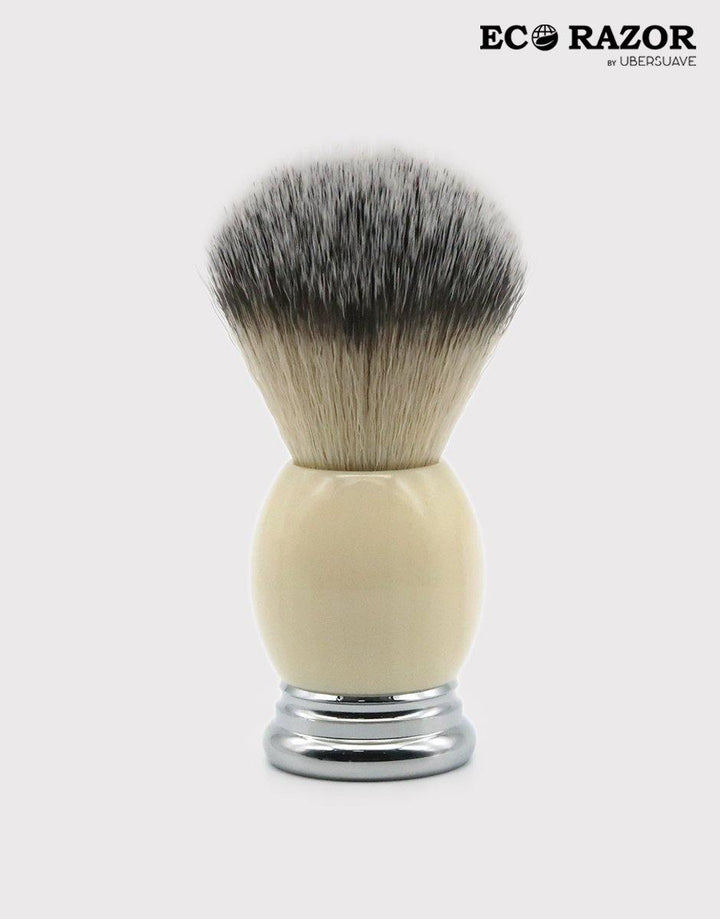 Ubersuave Eco-Razor Large Knot Bulbous Imitation Ivory Shaving Brush (Synthetic Silvertip) - SGPomades Discover Joy in Self Care