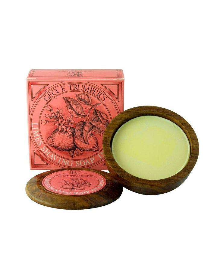 Geo. F. Trumper Limes Hard Shaving Soap in a Wooden Bowl 80g - SGPomades Discover Joy in Self Care