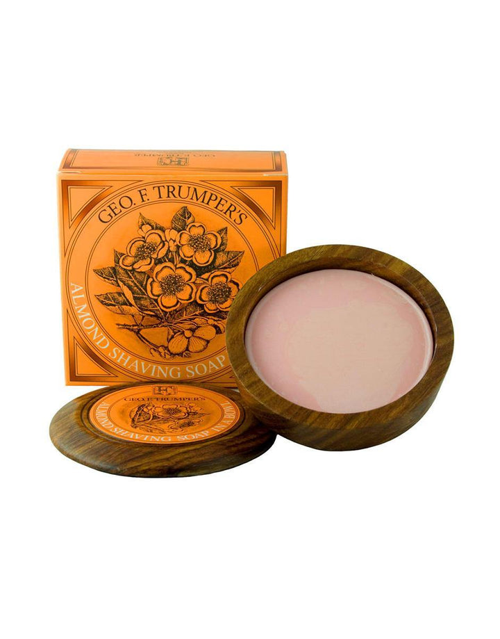 Geo. F. Trumper Almond Hard Shaving Soap in a Wooden Bowl 80g - SGPomades Discover Joy in Self Care