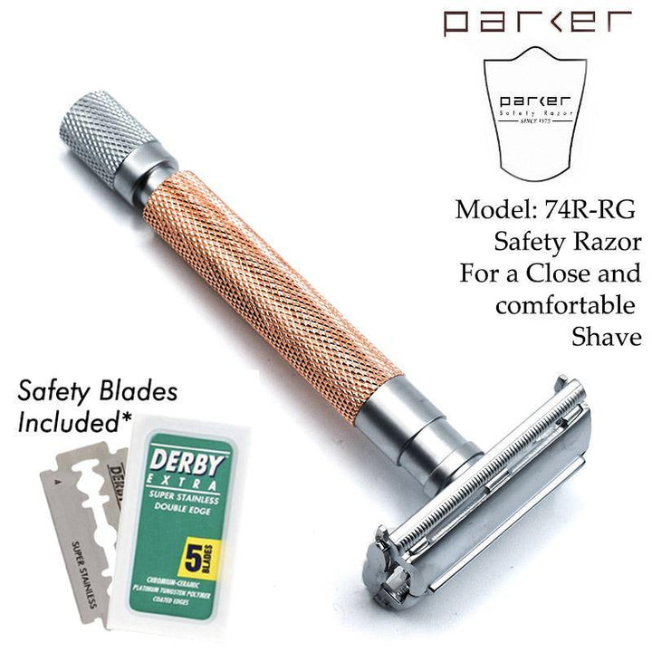 Parker 74R-RG Rose Gold Butterfly Open Double Edge Safety Razor - SGPomades Discover Joy in Self Care