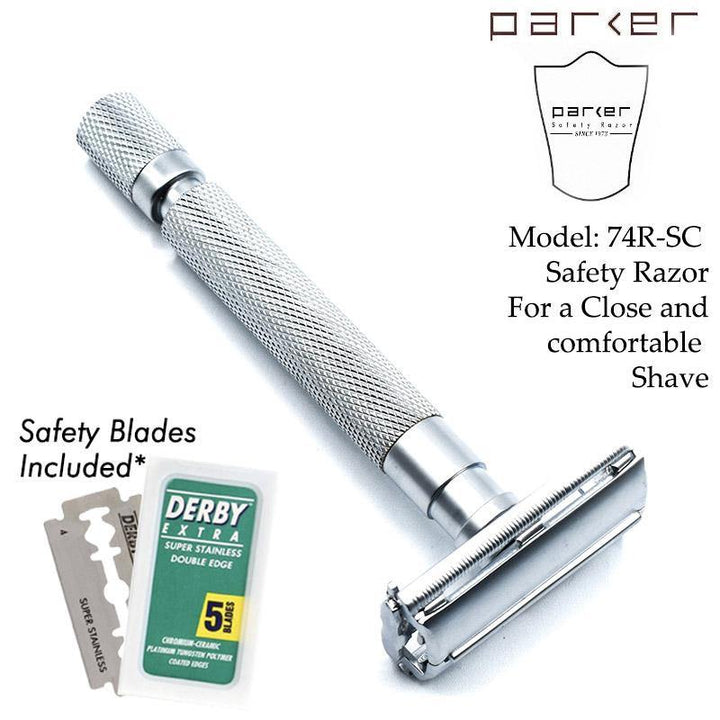 Parker 74R-SC Satin Chrome Butterfly Open Double Edge Safety Razor - SGPomades Discover Joy in Self Care