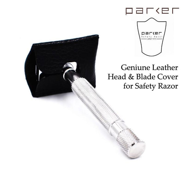 Parker Black Genuine Leather Razor Head Cover - SGPomades Discover Joy in Self Care