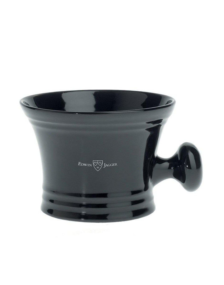 Edwin Jagger Black Porcelain Shaving Bowl With Handle - SGPomades Discover Joy in Self Care