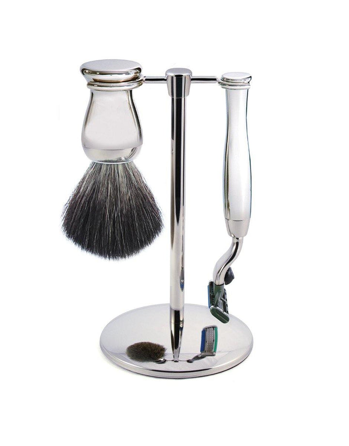 Edwin Jagger - Diffusion 72 Range - Full Chrome Gillette® Mach3® (Black Synthetic Brush) - 3 Piece Shaving Gift Set - SGPomades Discover Joy in Self Care