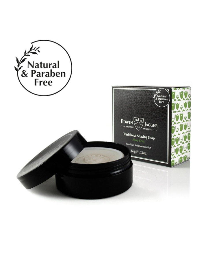 Edwin Jagger Aloe Vera Shaving Soap 65g in Travel Container - SGPomades Discover Joy in Self Care